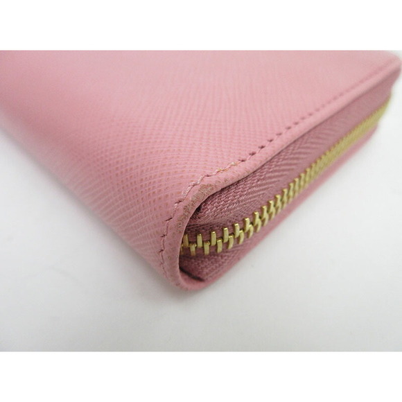 Prada Round Zip Long Wallet Pink Saffiano - Picture 4 of 8
